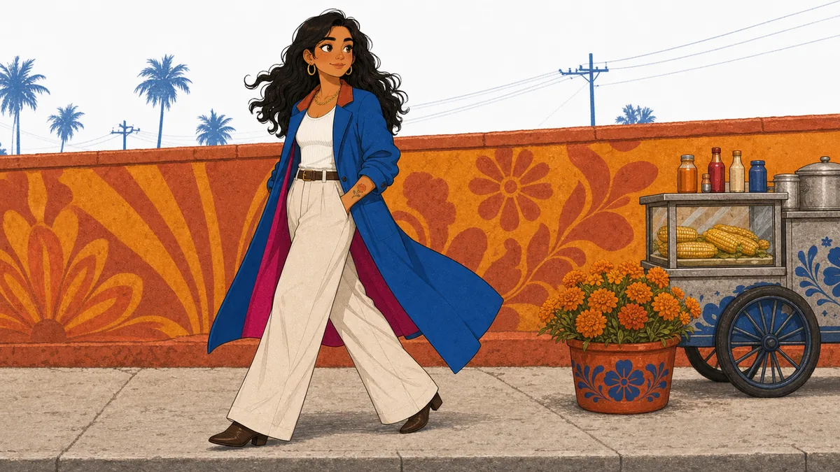 Luz walking her LA block with confidence